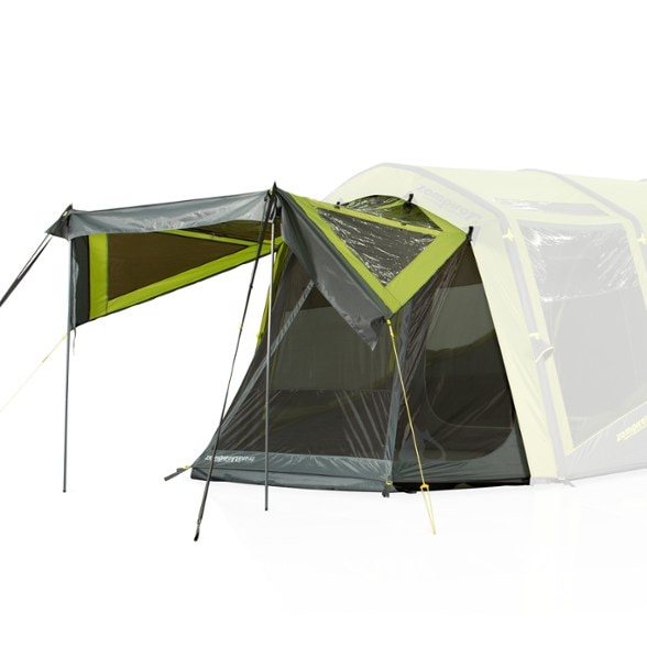 Zempire Evo V2 Awning Wall Set shown in a camping setup with mesh screen and waterproof wall.