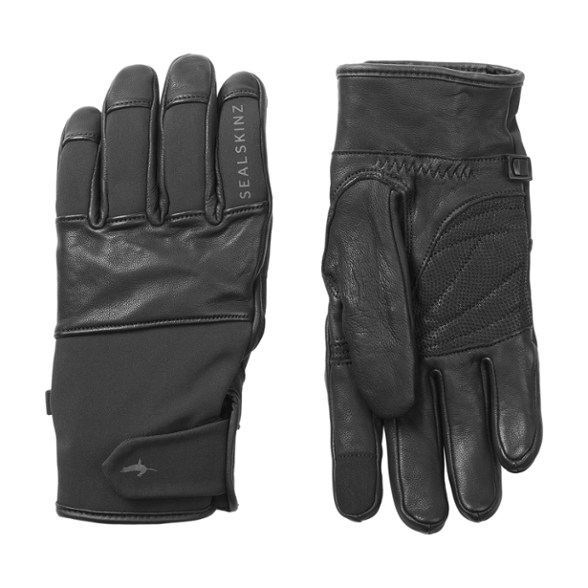 Close-up of Walcott Fusion Control gloves highlighting the goatskin leather palms.