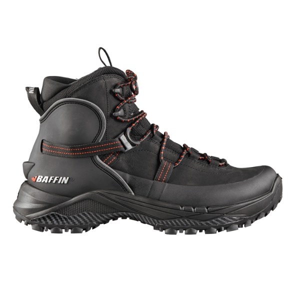 Side view of Baffin Bruce Mid waterproof hiking boots for men, highlighting the rugged design and waterproof features.