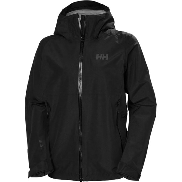 Front view of SummitShield women's waterproof shell jacket showcasing adjustable hood.