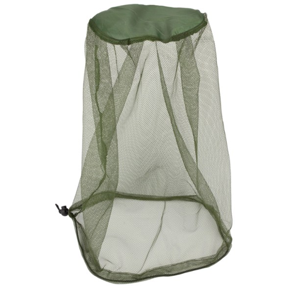 Side view of the permethrin-treated mosquito head net showcasing its fine mesh design.