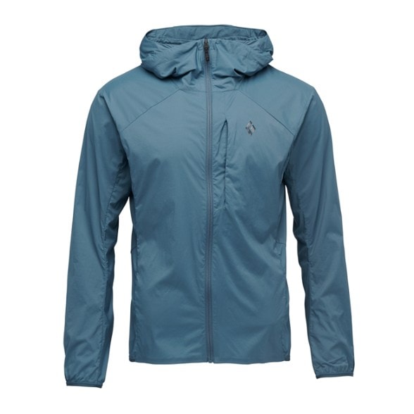 Men's Alpine Start Softshell Hoody from the front, showcasing its sleek design and lightweight material.