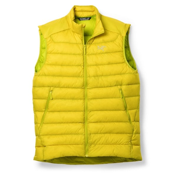 Men's UltraLite Down Vest shown in outdoor setting, perfect for hiking trips.