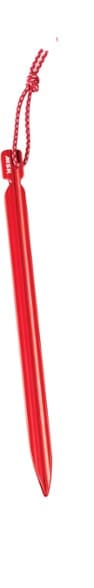 UltraLite Ground Hog Tent Stake in soil, demonstrating its Y-beam design for stability.