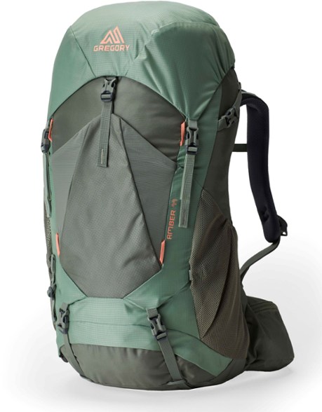 Gregory Amber 44 women's backpack showing adjustable straps and breathable back panel.