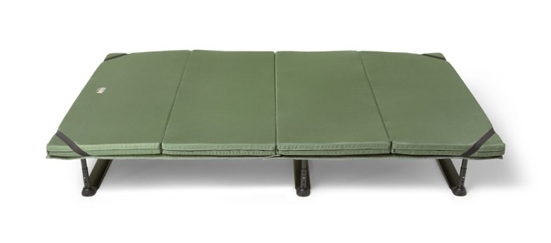 AdventureRest Adjustable SUV Camping Bed set up in a spacious SUV, showcasing its adjustable legs and foam mattress.