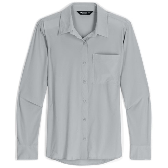 Astroman Women's Hiking Sun Protection Shirt in a scenic outdoor setting, showcasing its lightweight fabric.