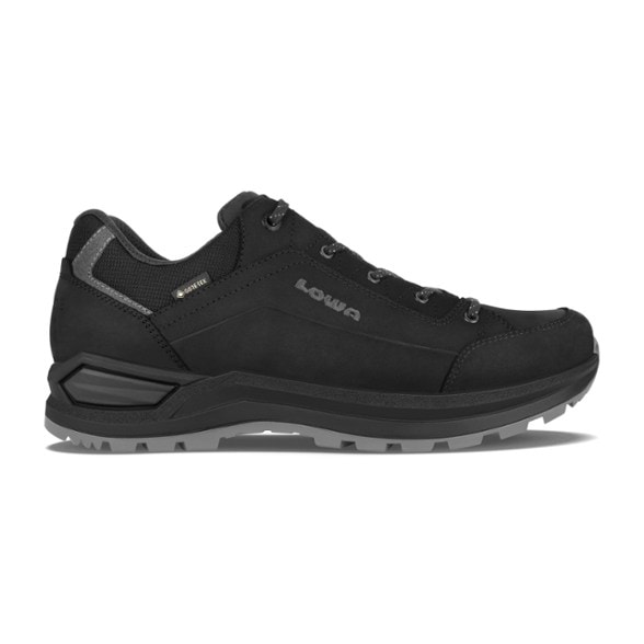 Side view of Lowa Renegade GTX Lo in stone gray, designed for long-distance trail hiking