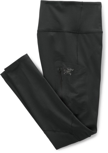 Rho Women's Thermal Base Layer Pants showing side view in outdoor setting.