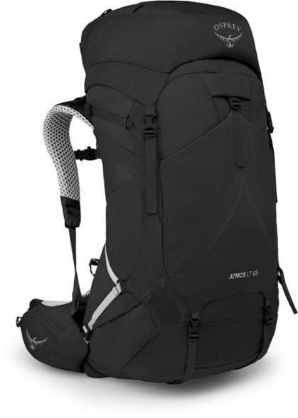 Osprey Atmos AG LT 65 pack shown in outdoor setting, highlighting its features for men's hiking.