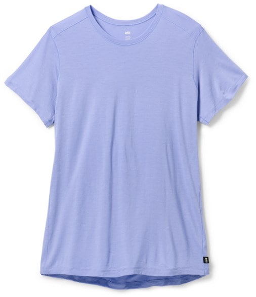 Close-up of the women's merino wool top showcasing the fine texture and fit.