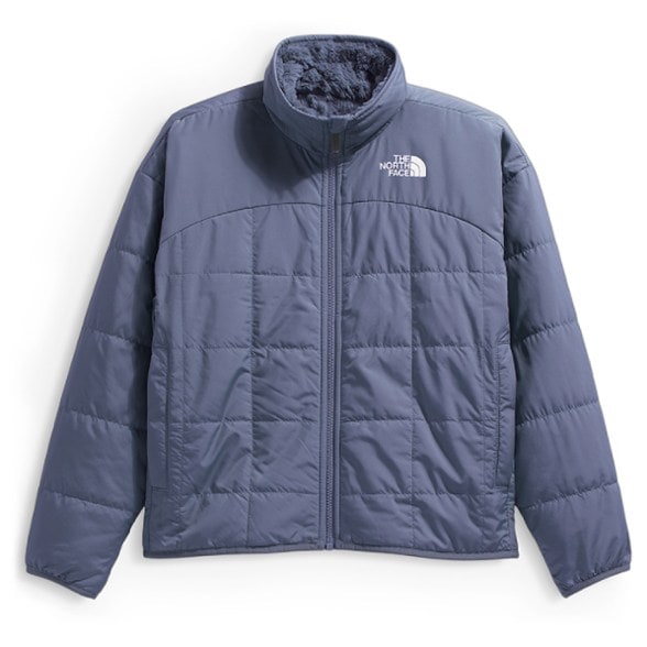 Reversible girls' insulated jacket showcasing high-pile fleece interior.