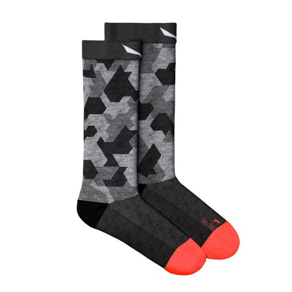 Side angle of women's crew socks showcasing mid-calf height and merino wool texture