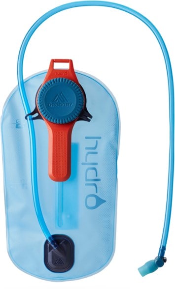 A close-up of the magnetic bite valve on the hydration reservoir, showing leakproof details.