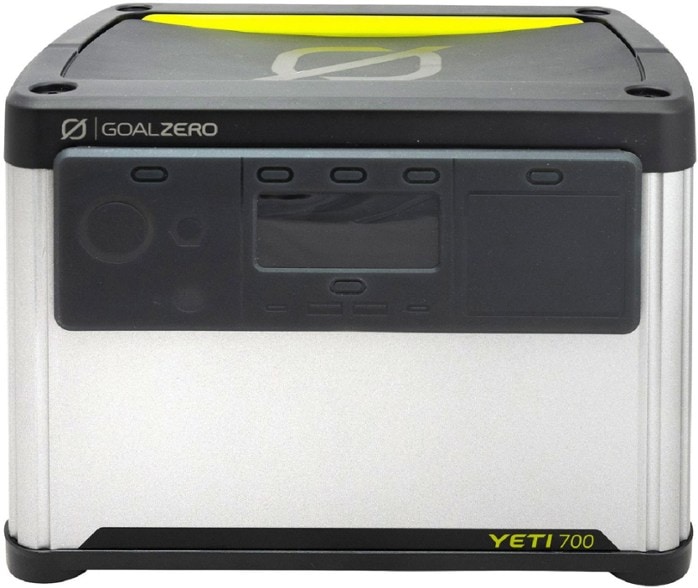 AdventurePower 700 Solar Energy Station in use at a campsite, showcasing its rugged design.