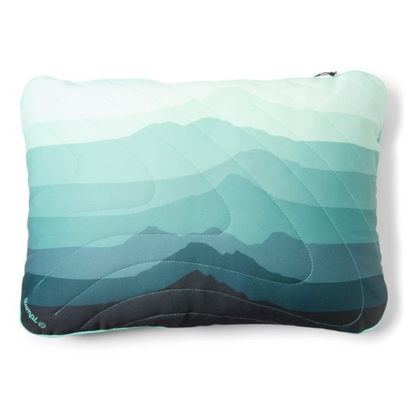 Rumpl Adventure Pillow with polar fleece side showing cozy texture