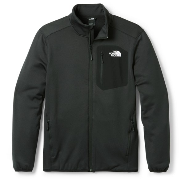 Front view of the EcoShield full-zip fleece jacket showing zipper and collar detail