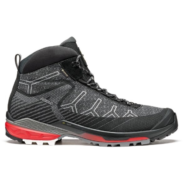 Side view of Falcon EVO Men's Adventure Hiking Boots showcasing the durable nylon upper.