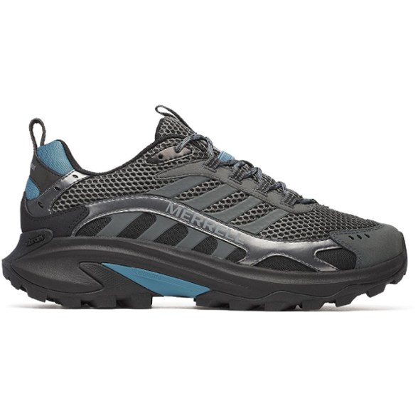 Side view of Merrell Men's Moab Speed 2 Trail Shoes highlighting breathable mesh and synthetic leather.