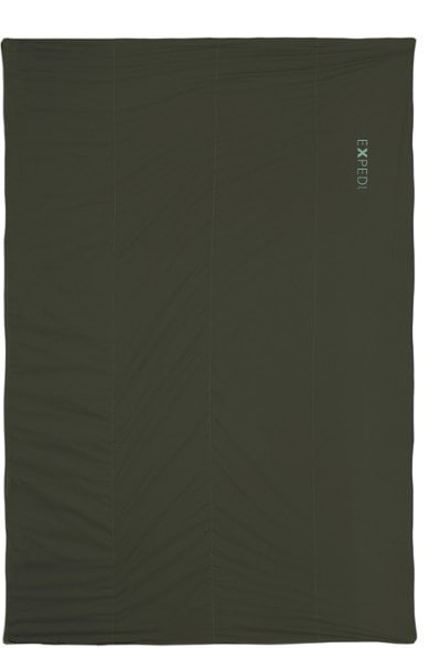 LuxeWool camping blanket displayed on a campsite