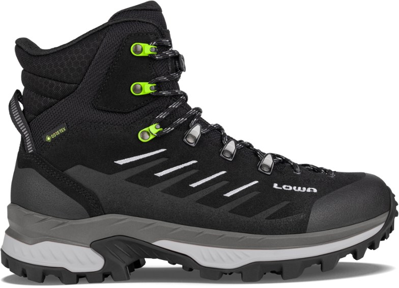 Angle view of Randir GTX Mid Men's Hiking Boots showing the Vibram outsole and GORE-TEX feature.