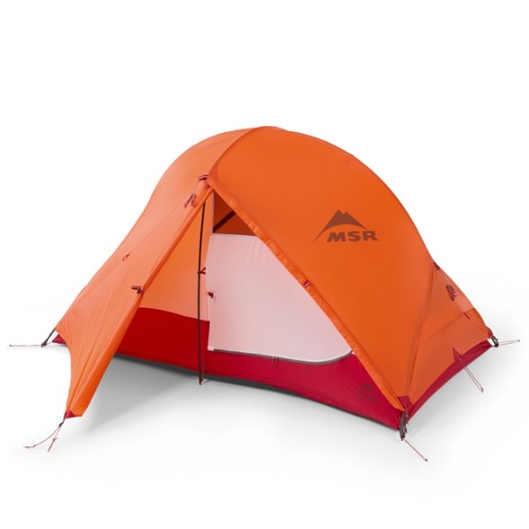 MSR Access 2 tent pitched in a snowy environment, showcasing its lightweight and durable design.