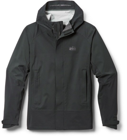Front view of the Trailblazer Women's Stretch Waterproof Jacket, showcasing its sleek design and adjustable hood.