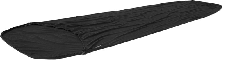 CozyMerino Mummy Sleeping Bag Liner displayed in a camping setup, showcasing its comfort and warmth.
