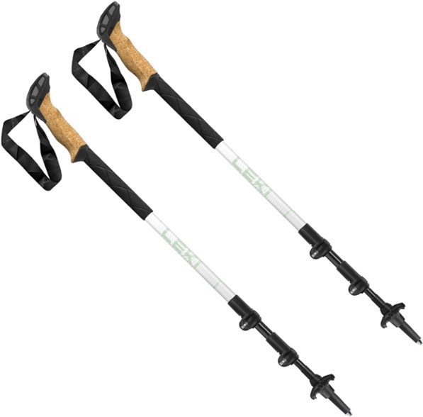 Leki Cressida Cork Women's Trekking Poles in action on a mountain trail