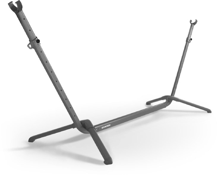 Swiftlet hammock stand set up in a park, showcasing its portability and ease of use.