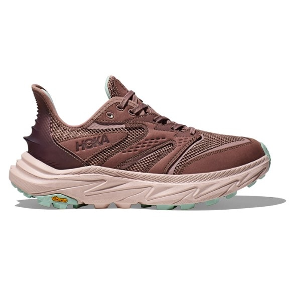 Side view of HOKA Anacapa 2 Freedom Women's Trail Shoes showing the slip-on design and cushioning.
