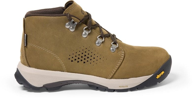 Side view of women's chukka hiking boots showcasing ankle support and waterproof features.