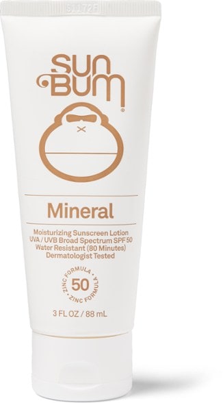 Sun Bum Mineral SPF 50 Sunscreen Lotion applied on skin outdoors