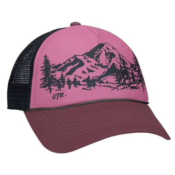 Eco-Friendly Horizon Trucker Hat for hiking, showcasing the foam front and mesh back.