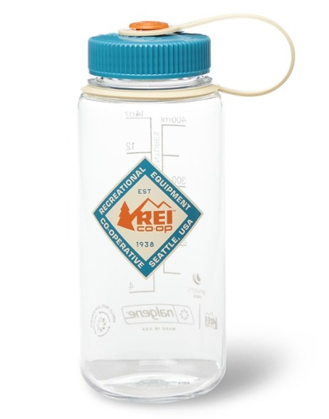 EcoSustain water bottle with ice cubes, showcasing its wide mouth and clear design.