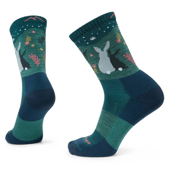 Side profile of the socks showing micro crew height above hiking boots, highlighting seamless toe.