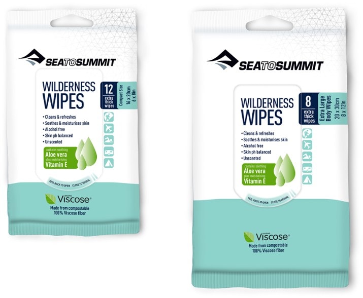 TrailPure outdoor body wipes resealable pack for camping trips with aloe vera