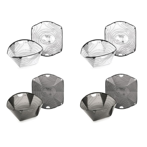 Fozzils Snapfold XL Bowl Set assembled, showcasing vibrant colors and design for outdoor use.