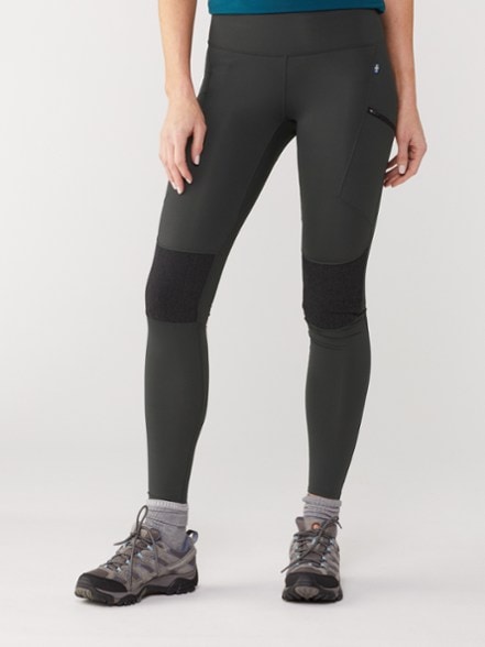 Fjallraven Women's Trekking Tights HD, showcasing the durable fabric and high waistband.