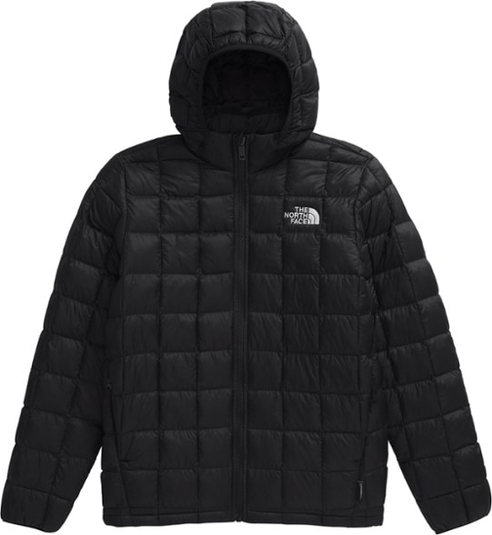 Child in Eco-Friendly ThermoBall Insulated Jacket playing outside in the snow.