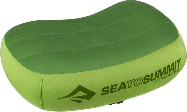 Aeros Luxe inflatable camping pillow showcasing its softness and design features.