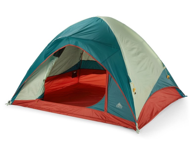Kelty Discovery Basecamp 4-Person Tent exterior view in a forest setting.