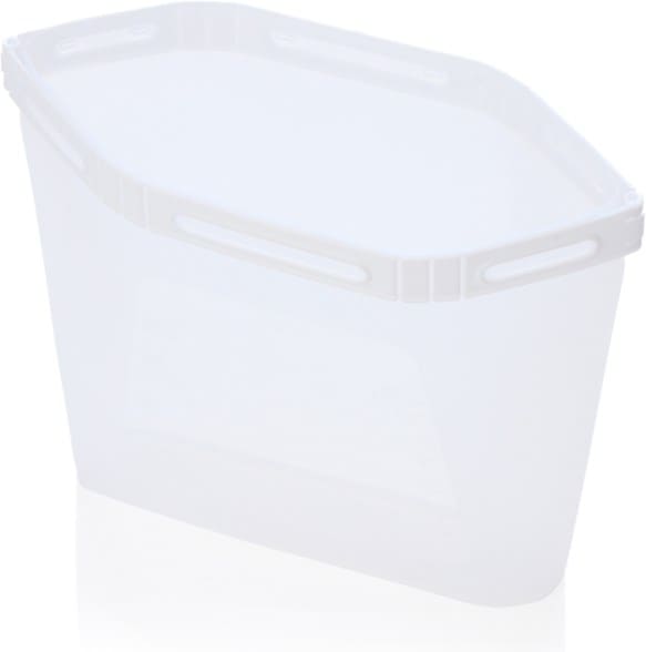 Medium silicone storage pouch standing upright, filled with snacks and toiletries.