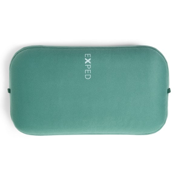 EcoComfort Inflatable Camping Pillow in use at a campsite, showcasing its comfort and design.