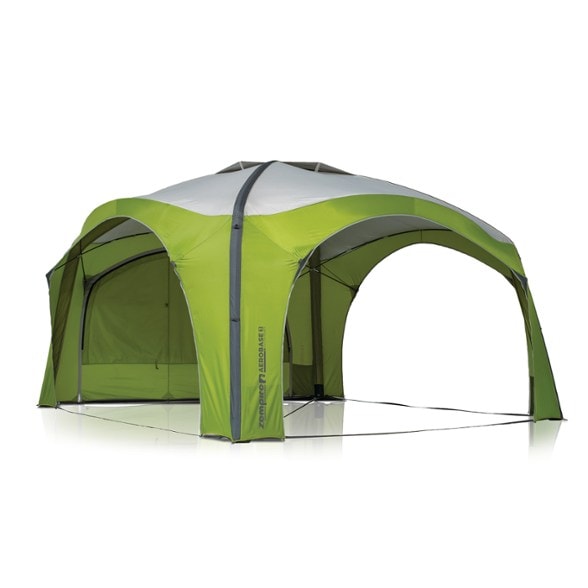 Zempire Air Haven inflatable gazebo fully set up at a campsite, showcasing its spacious interior.