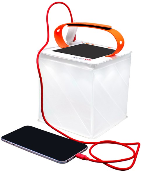 LuminAID Titan Solar Lantern inflated showing bright light mode