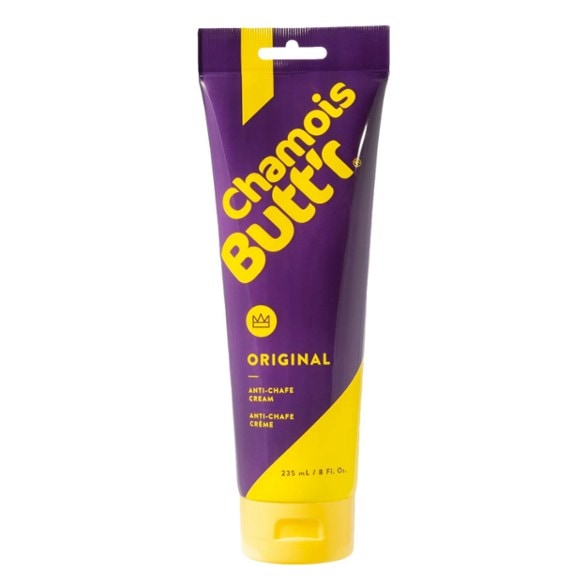 Chamois Comfort Anti-Chafe Cream 8 oz. tube, showcasing its non-greasy texture.