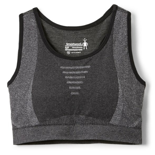 Close-up of ComfortFit Merino Wool Racerback Sports Bra showcasing its soft fabric and removable padding.