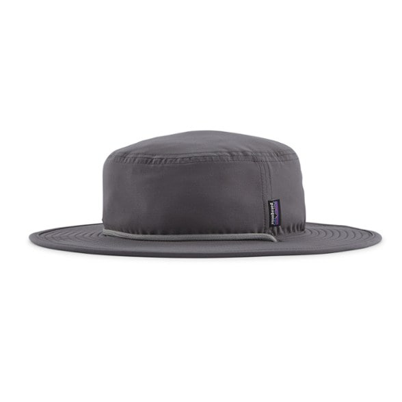 Eco-friendly wide brim hiking hat on a sunny trail.