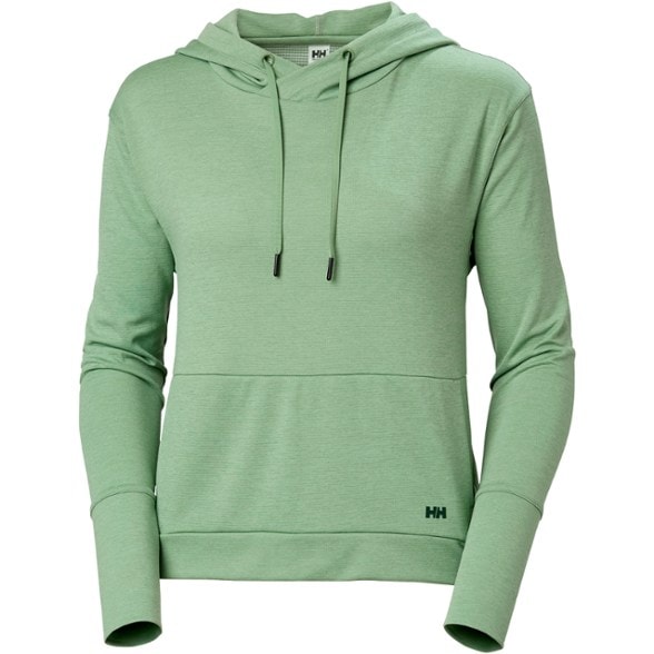 Front view of the LIFA Tech Lite Women's Running Hoodie in action during a trail run.